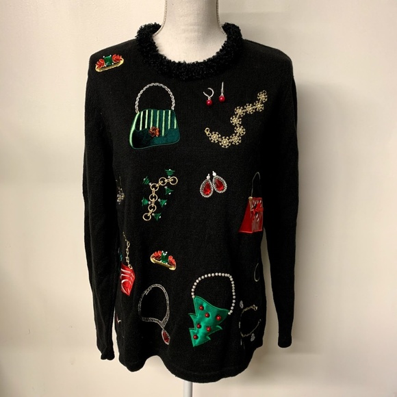 Merry & Bright Sweaters - Shopping Addict Embellished Ugly Xmas Sweater